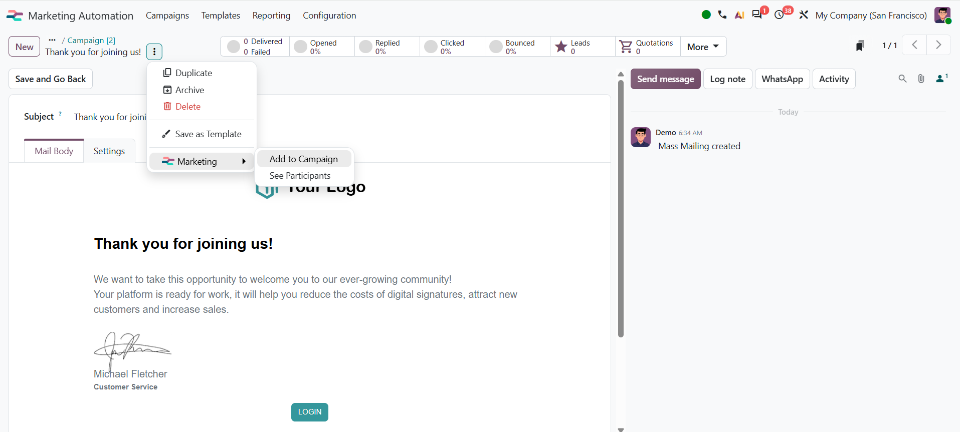 Odoo 20 automation templates