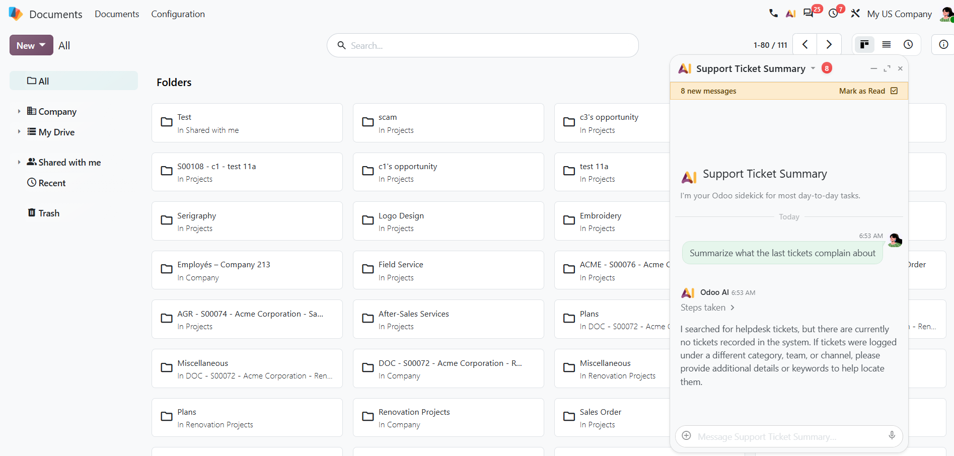 Odoo 20 AI works on documents