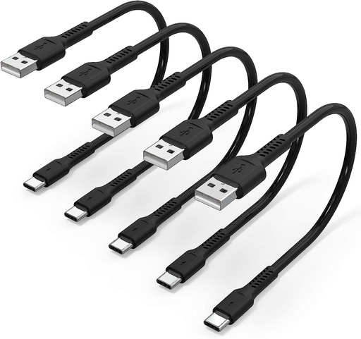 [P101963] USB A to USB C Charging Cable - 6 inch - Pack of 5